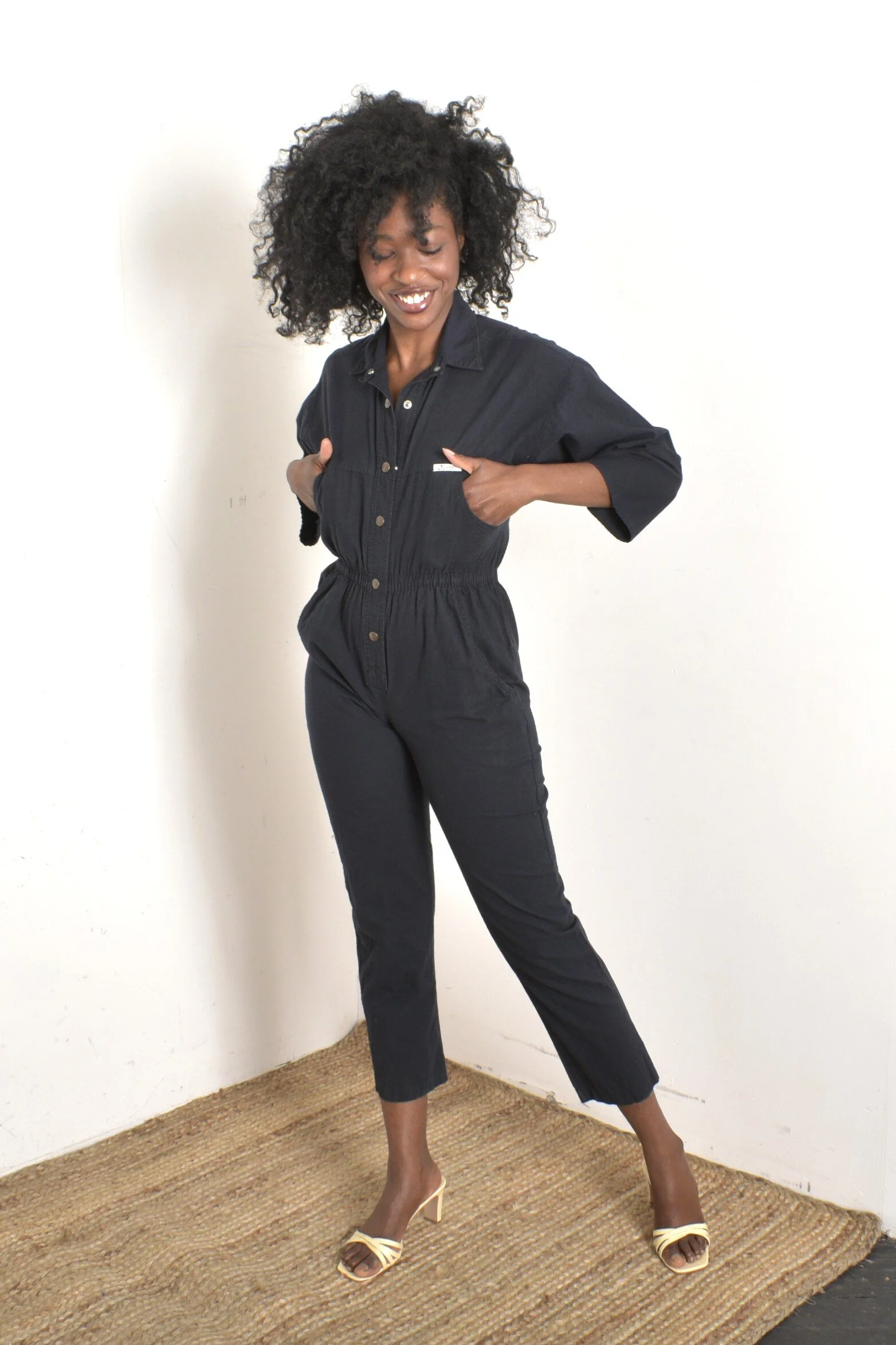 1980s Dreams Dark Navy Jumpsuit-XS/S — La Poubelle Vintage